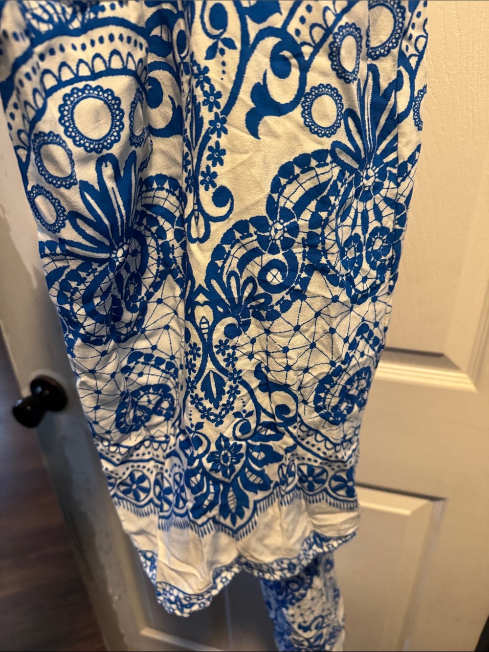 Flying Tomato Blue and White Printed Halter Wide Leg Romper - Picture 4 of 5